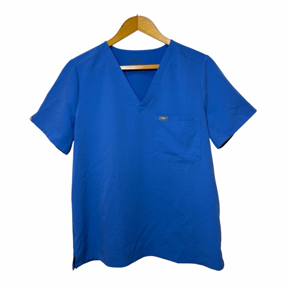 FIGS Catarina One-Pocket Scrub Womens Top Blue Large L Medical Nurse Uniform